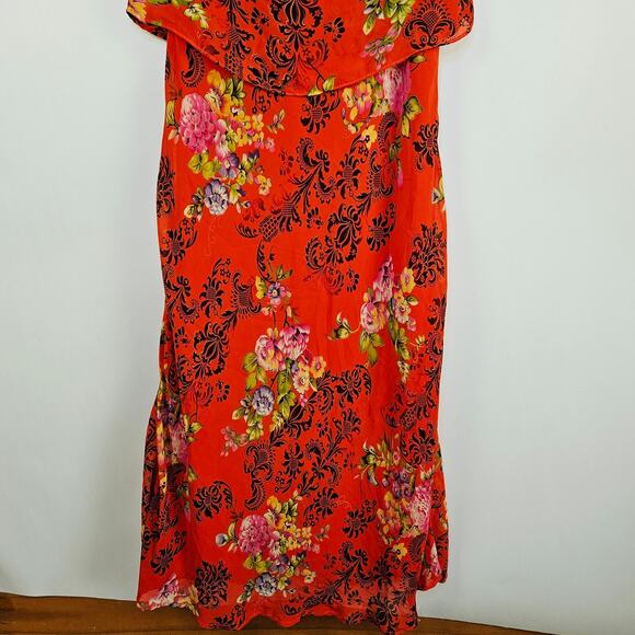 Mlle Gabrielle Red Floral Maxi Summer Dress Size 8 Boho Layered Beach Y2K VNT - Picture 7 of 9
